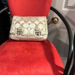 - Beige Coach shoulder bag great condition tan color clean very clean